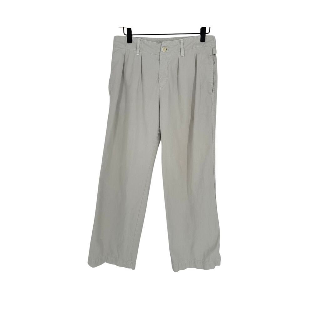 Anthropologie Maeve Pants Womens 2 Off White Pleated Wide Leg Chino Trousers HR